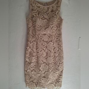 Women's Adrianna Papell Floral Lace Mini Dress in Cream Size 2